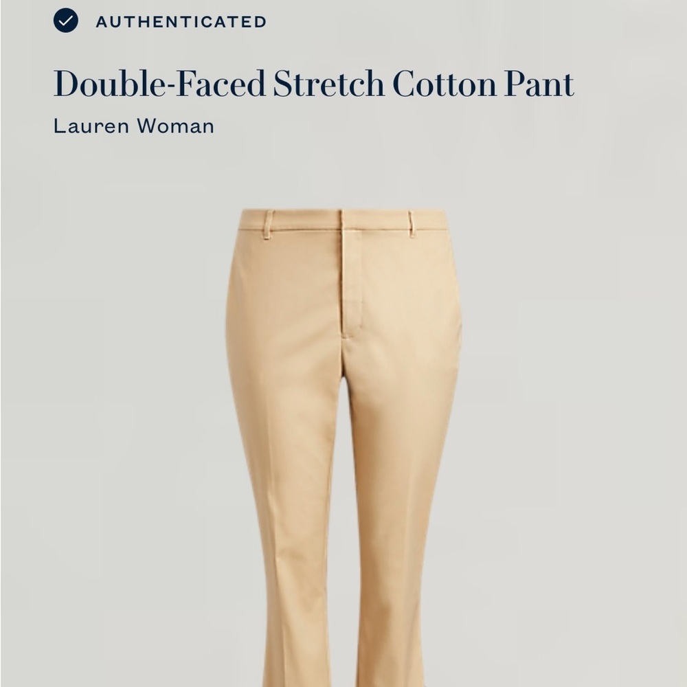 Ralph Lauren Double -Faced Stretch Cotton Pant in Birch Tan Size 16W - Picture 5 of 12